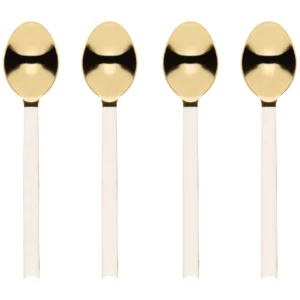 Danica - Ensemble de 4 cuillères à dessert - Ivoire/Or